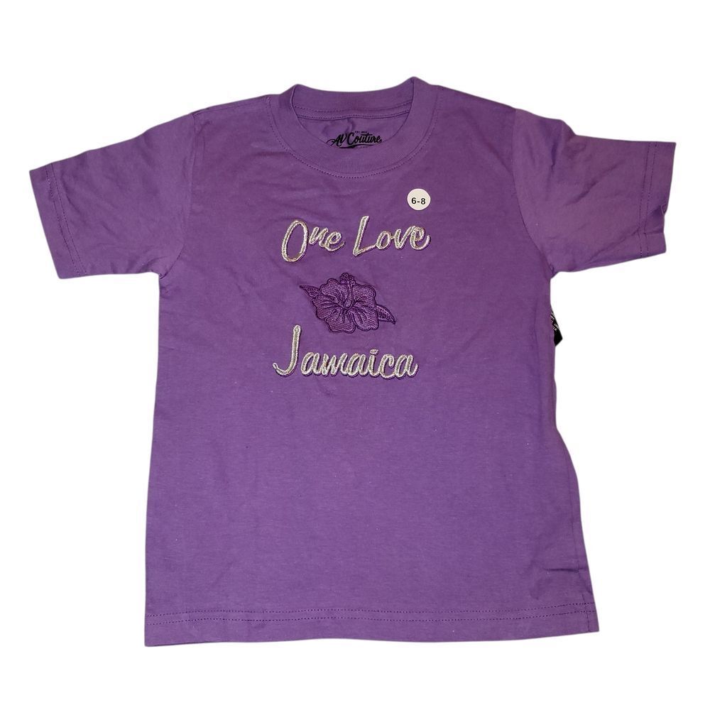 Kids Purple T-Shirt with 'One Love Jamaica' Design